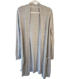 Light Gray Open Front Cardigan Size S Minimalist Lightweight Knit Neutral Cozy